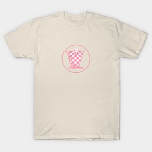 Madness Vintage Plastisol Texture Checkerboard Pink & White T-Shirt